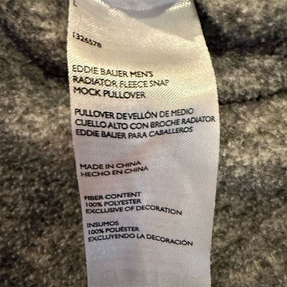 Eddie Bauer Men's Gray Fleece Mock Neck Pullover Sweater Size L - Picture 8 of 9